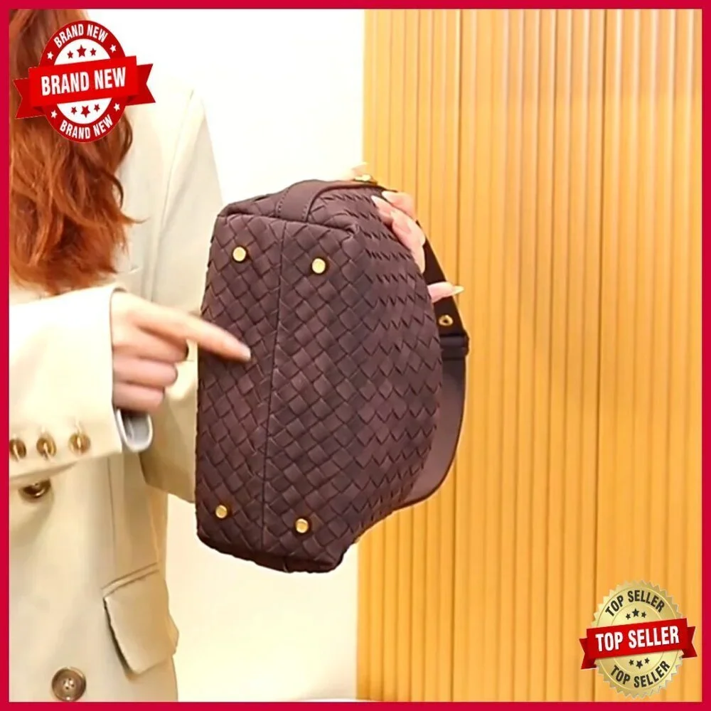 Medium Woven Suede Hobo Satchel, Adjustable Crossbody Shoulder Bag